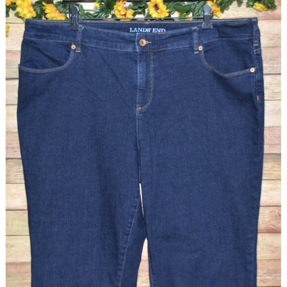 Lands' End Ladies Plus 20W Blue Jeans Fit 2 Boot Leg Stretch Denim Casual - Picture 2 of 10